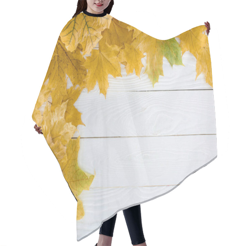 Personality  Maple Leaves On Wooden Surface  Hair Cutting Cape