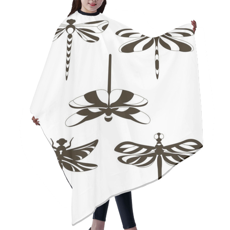 Personality  Set Of Silhouettes Of Dragonflies Hair Cutting Cape