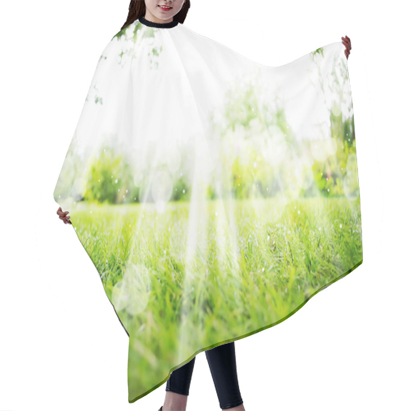 Personality  Green Landscape Background With Sunshine And Boke Hair Cutting Cape