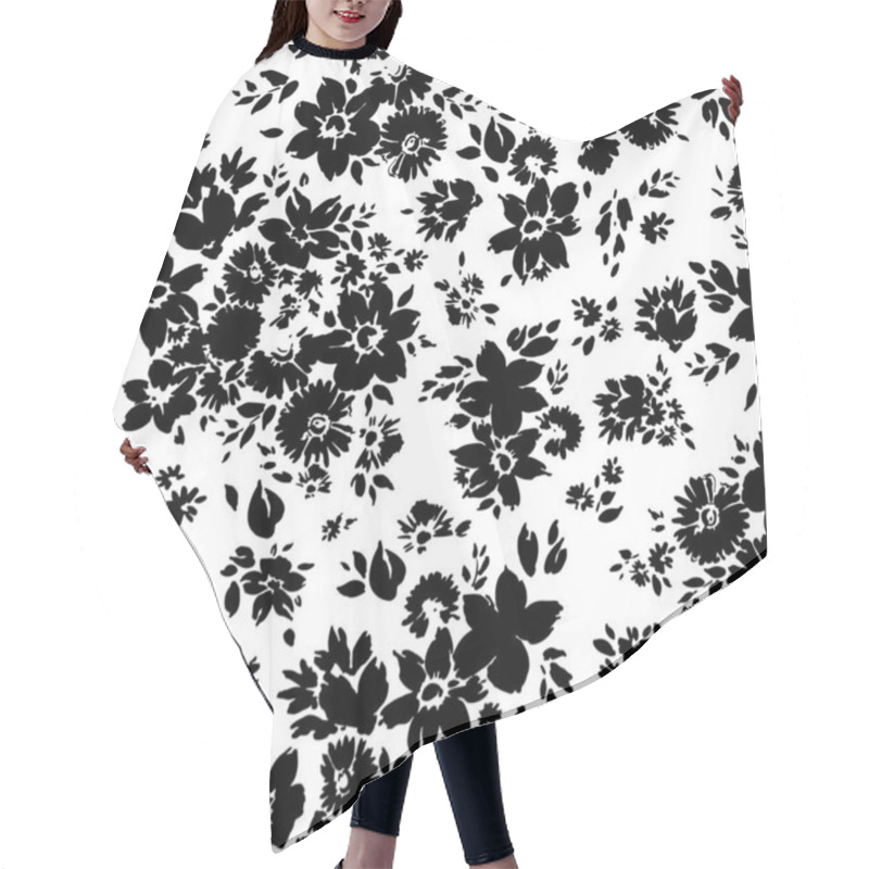 Personality  Handdrawn Black And White Daisy Vector Pattern Hair Cutting Cape