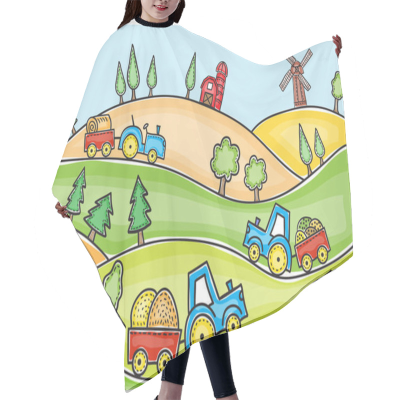 Personality  Illustration Of Harvest Time Hair Cutting Cape