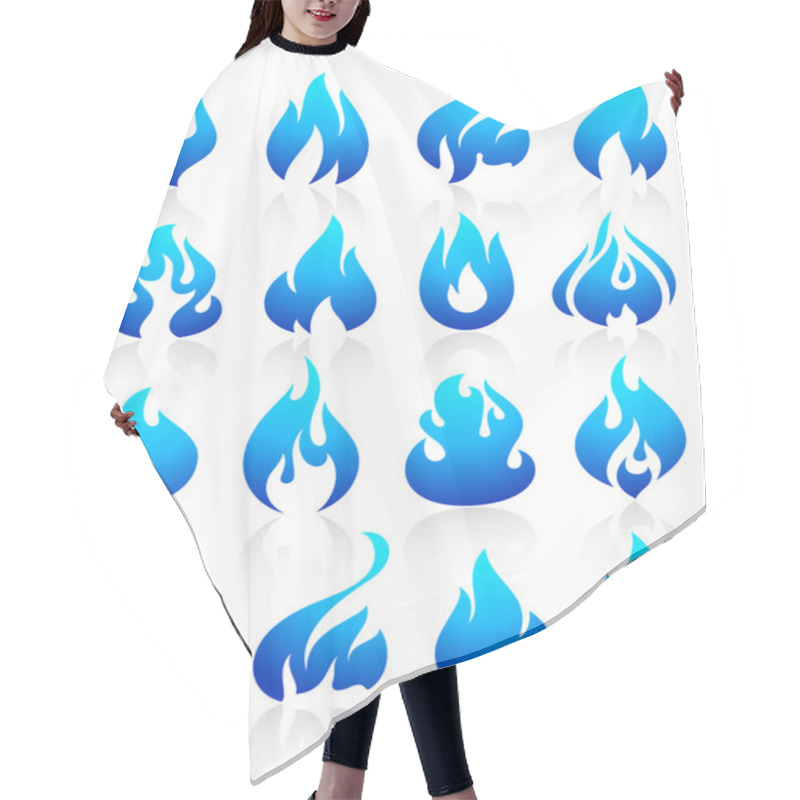 Personality  Fire Flames Blue, Set Icons Hair Cutting Cape