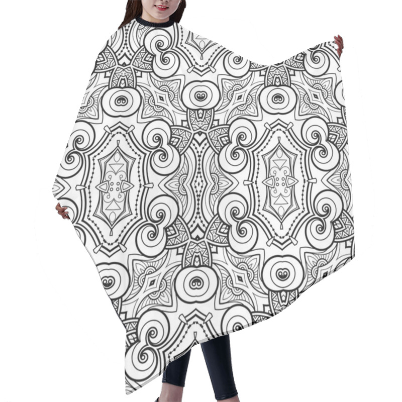 Personality  Seamless Monochrome Ornate Pattern Hair Cutting Cape