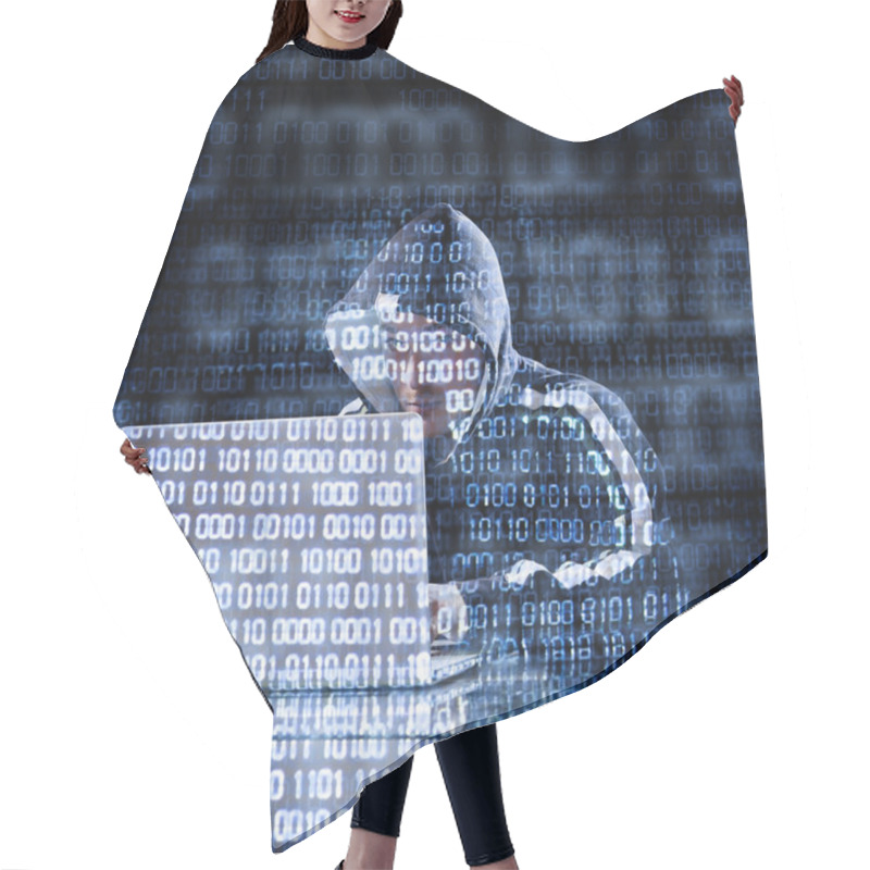 Personality  Hacker Typing On A Laptop Hair Cutting Cape