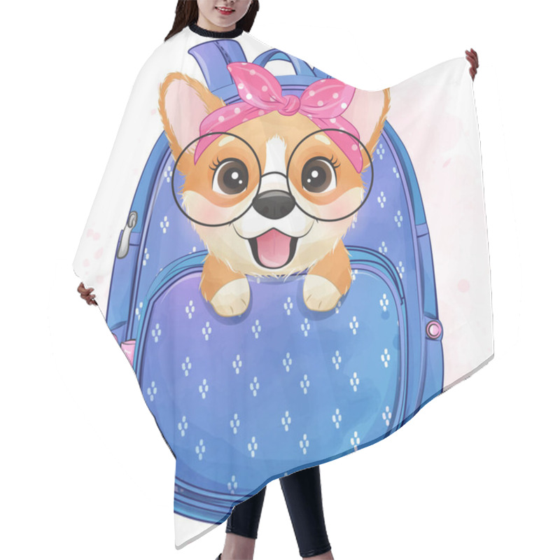 Personality  Cute Little Corgi Sitting Inside A Bag Hair Cutting Cape