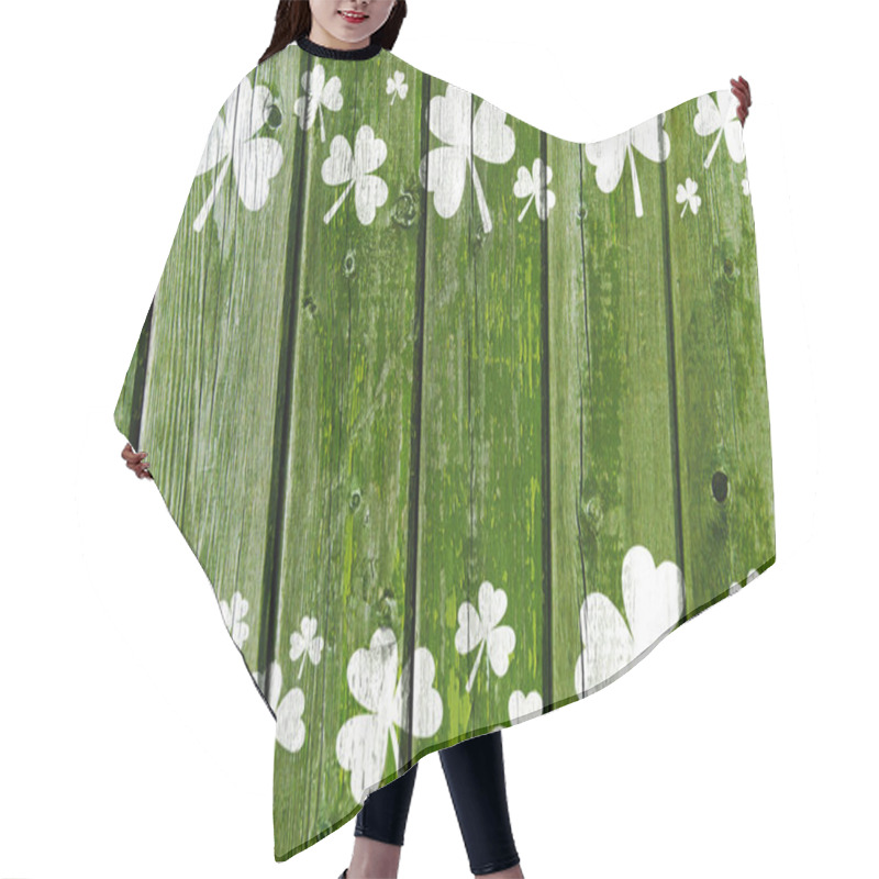 Personality  Shamrock Pattern On Old Green Wooden Boards Hair Cutting Cape