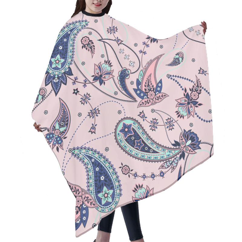 Personality  Vector Seamless Gentle Romantic Floral Paisley Pattern Hair Cutting Cape