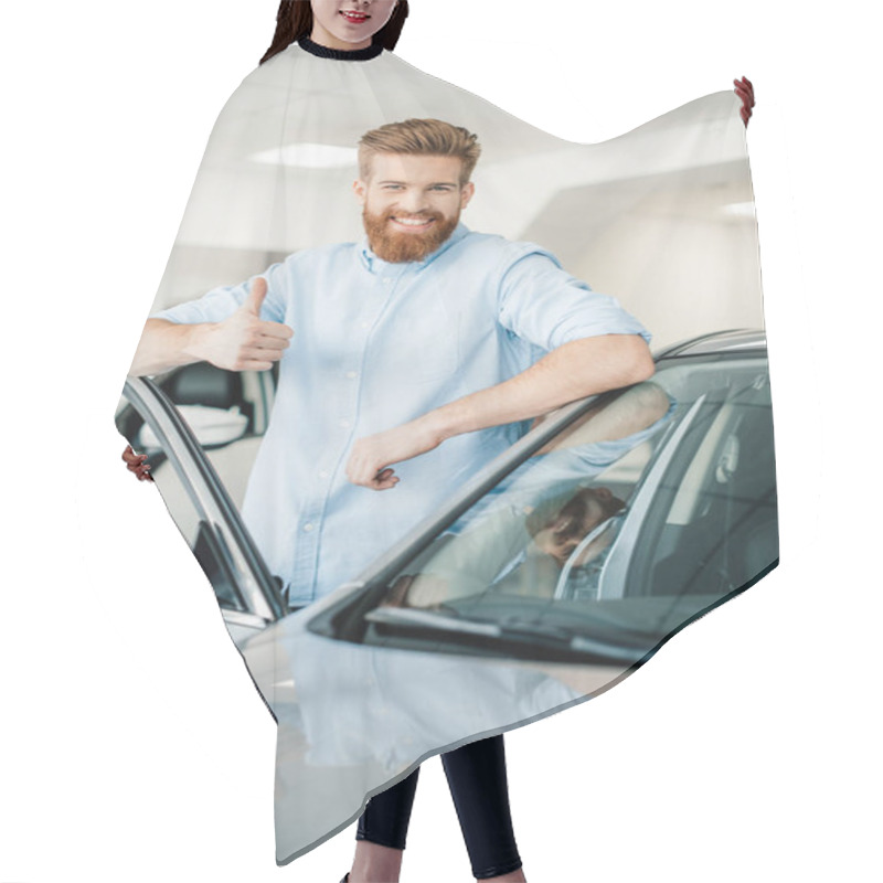 Personality  Young Man With New Car  Hair Cutting Cape