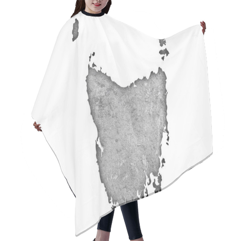 Personality  Map Of Tasmania On Weathered Concrete Hair Cutting Cape