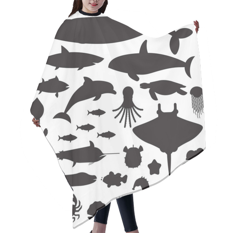 Personality  Sea Life And Underwater Animals Icons Hair Cutting Cape