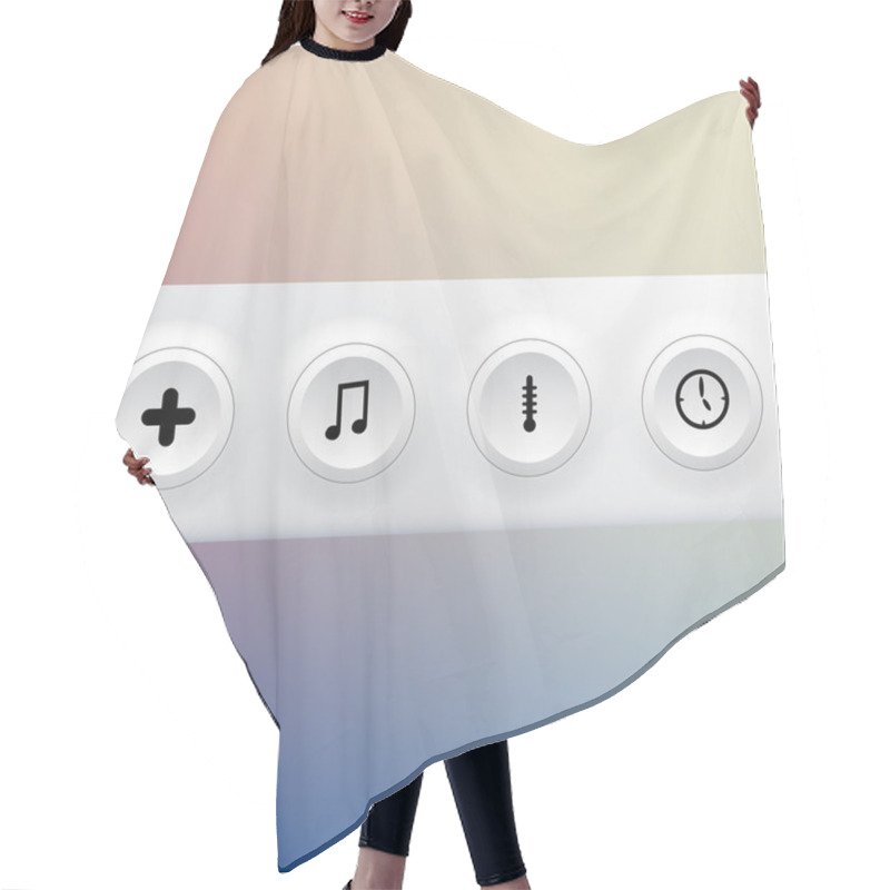 Personality  Vector Set Of Buttons. Hair Cutting Cape