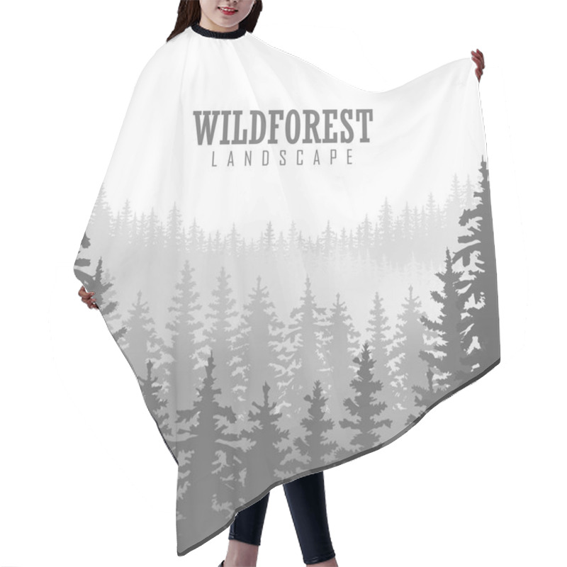 Personality  Wild Coniferous Forest Background. Pine Tree, Landscape Nature, Wood Natural Panorama. Hair Cutting Cape