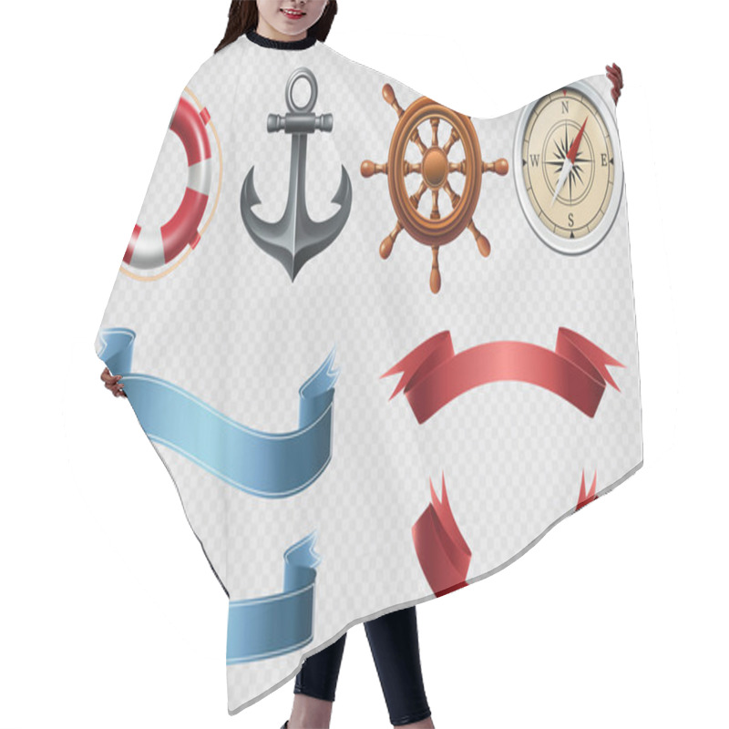 Personality  Nautical Labels Realistic Icons Collection Hair Cutting Cape