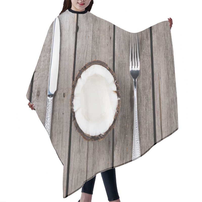 Personality  Coconut With Fork And Knife  Hair Cutting Cape