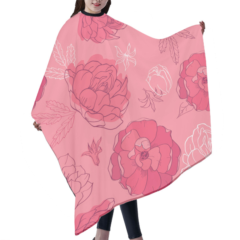 Personality  Seamless Pattern With Hand Drawn Spring Flowers Hair Cutting Cape