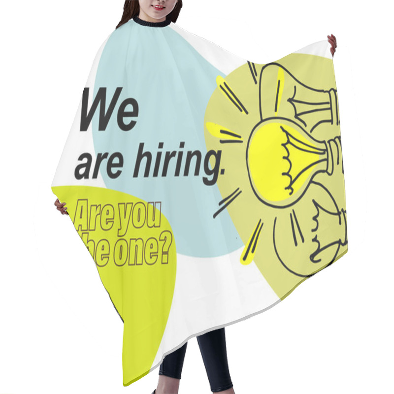 Personality  Job Ad Banner. Hiring The Right Person Concept. Hand Drawn Bulbs, One Of Them Is Brighter Than The Others Hair Cutting Cape