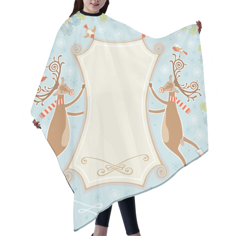 Personality  Christmas Banner With Skating Deer Hair Cutting Cape