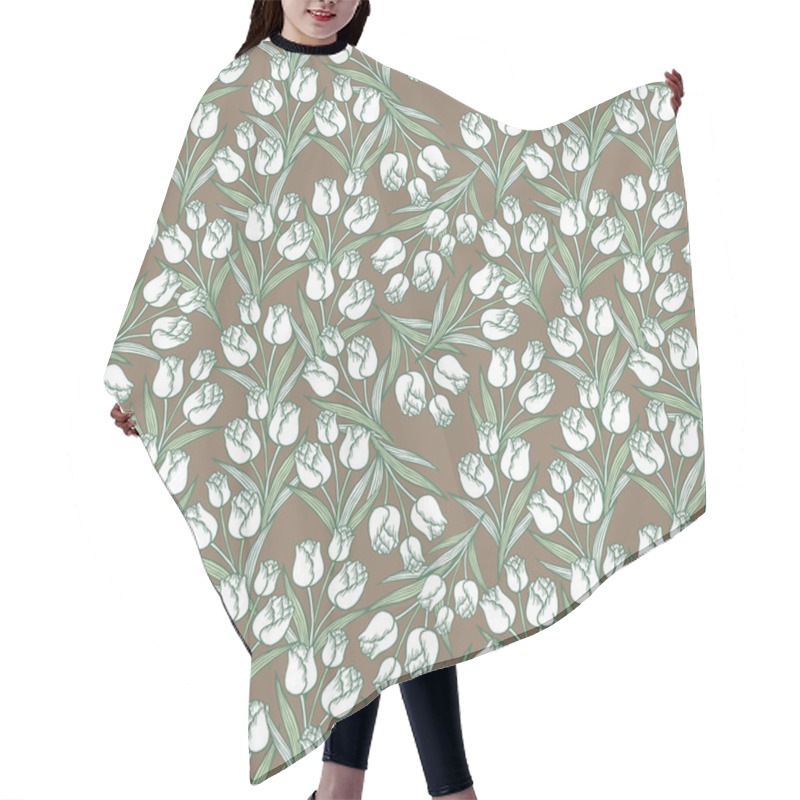 Personality  Graceful Tulip Seamless Pattern Hair Cutting Cape