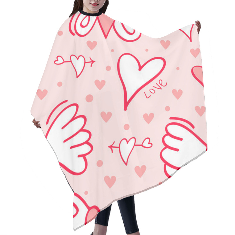 Personality  Seamless Repeating Hearts In Flight Hair Cutting Cape