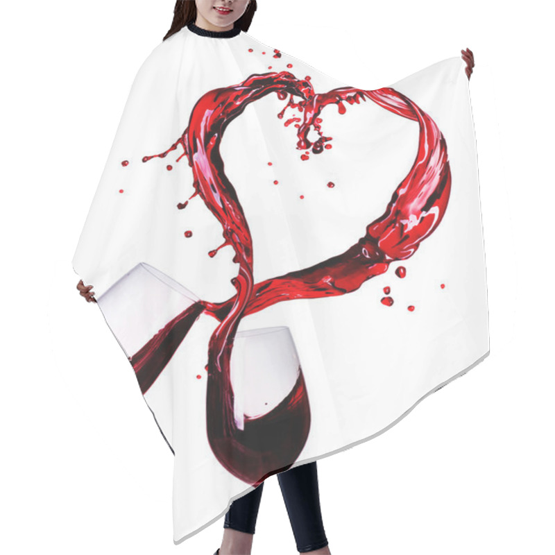 Personality  Two Glasses Of Red Wine Abstract Heart Splash Hair Cutting Cape