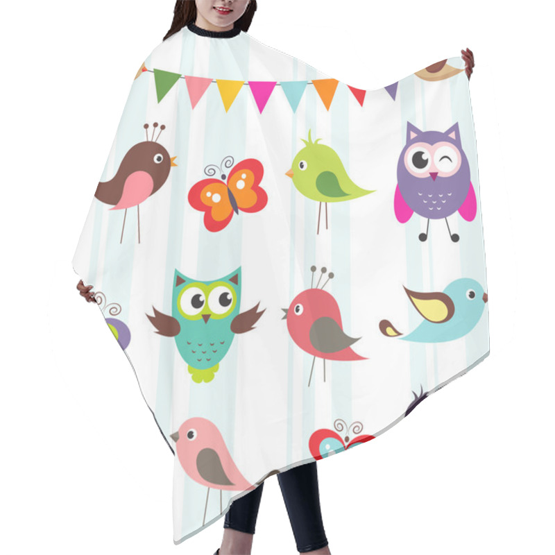 Personality  Set Of Cute Birds And Butterflies Hair Cutting Cape