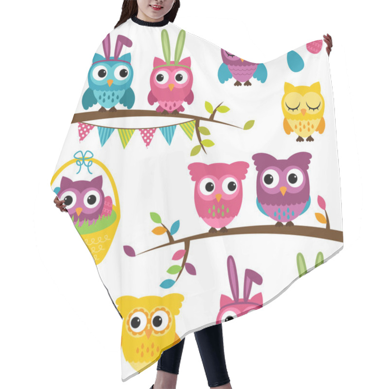 Personality  Vector Collection Of Easter And Spring Themed Owls Hair Cutting Cape