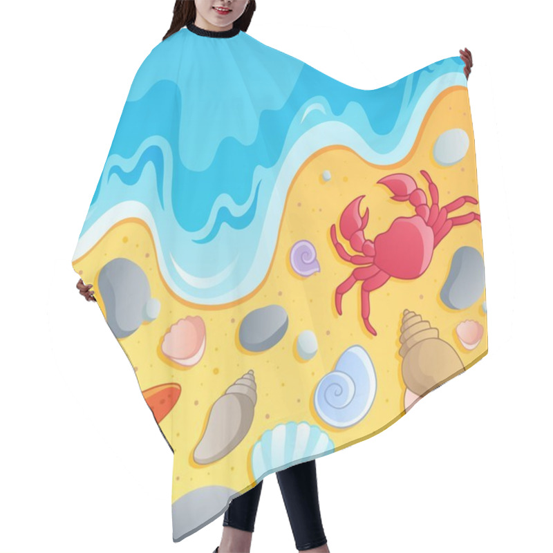 Personality  Beach With Shells And Sea Animals 1 Hair Cutting Cape