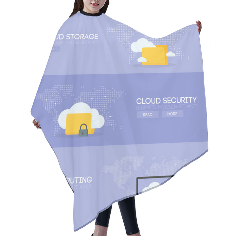 Personality  Cloud Coputing Storage Service And Security Banner Concept. Vector Illustration Hair Cutting Cape