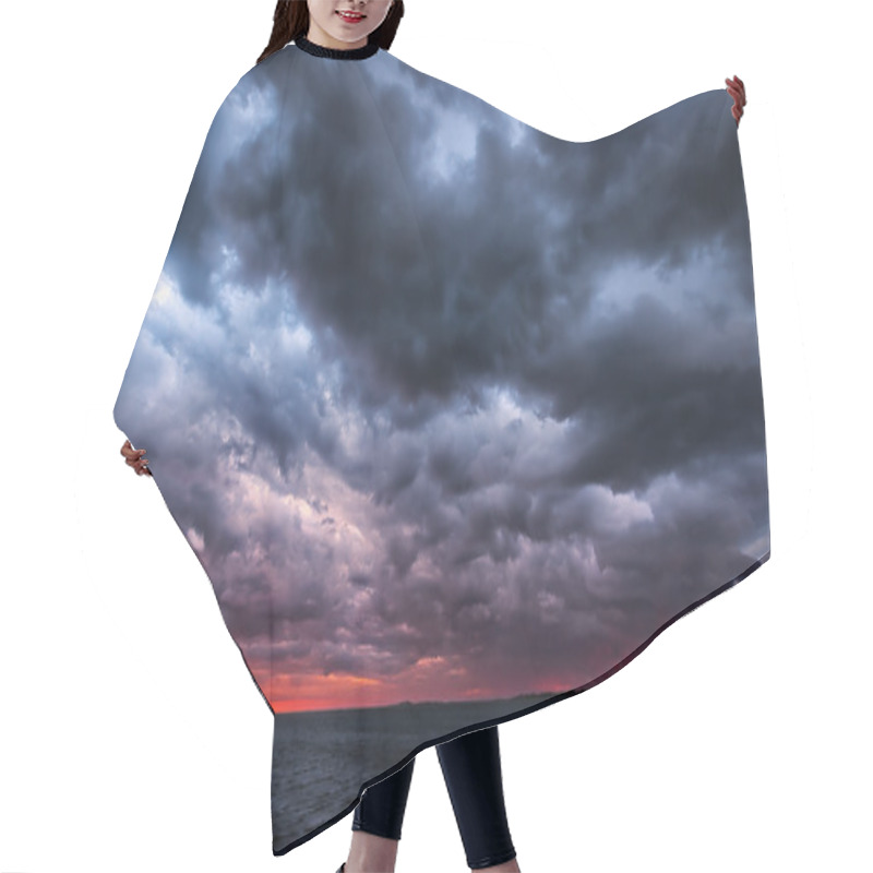 Personality  Storm On An Ocean Sunset Hair Cutting Cape