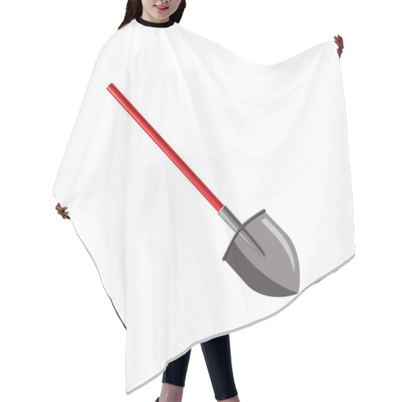 Personality  Shovel With Red Handle Icon, Cartoon Style Hair Cutting Cape