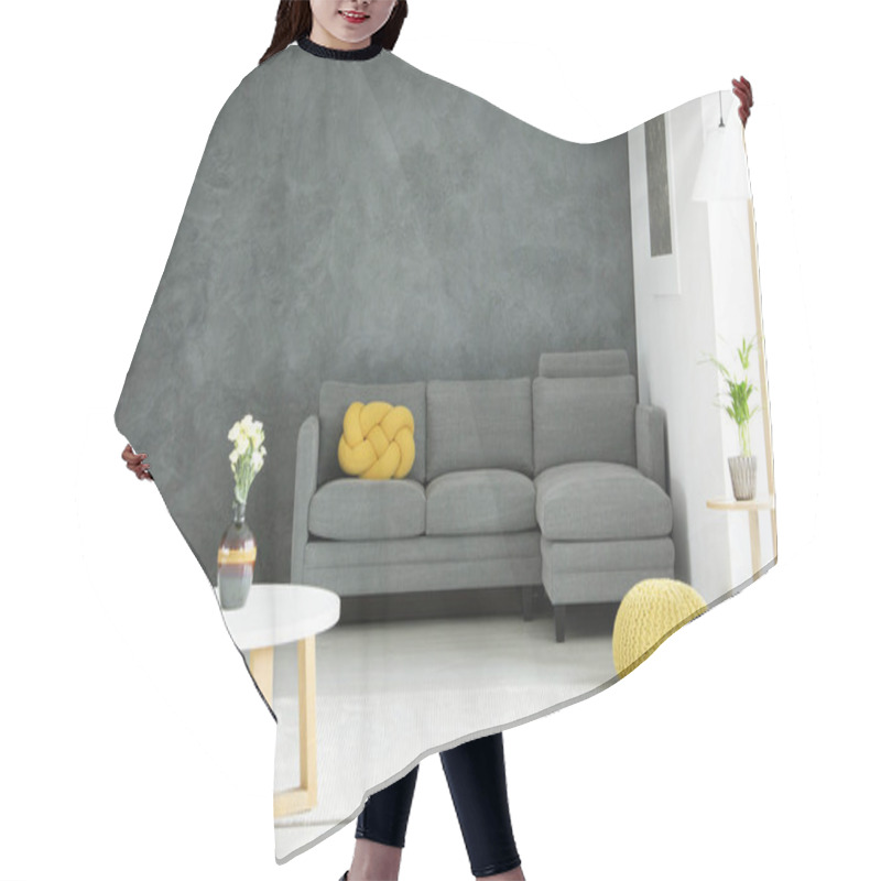 Personality  Grey And Yellow Living Room Hair Cutting Cape