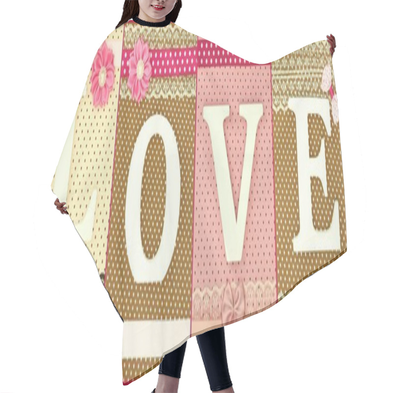 Personality  Wooden Letters Forming Word Love On Polka Dots Background Hair Cutting Cape