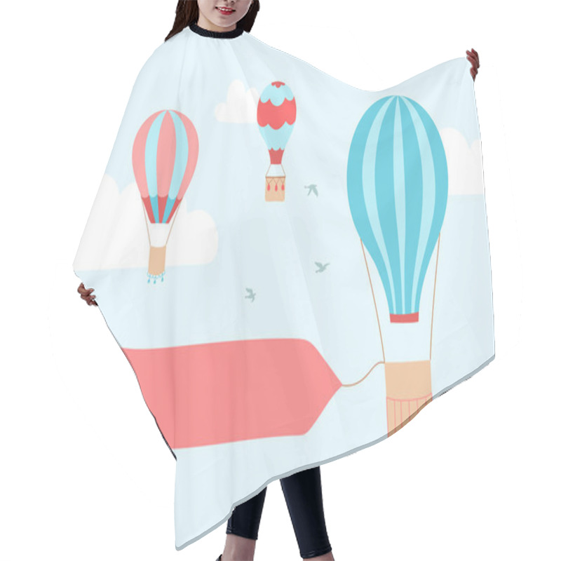 Personality  Set Of Vector Hot Air Balloons Hair Cutting Cape