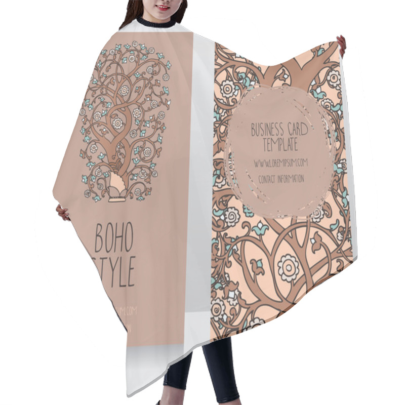 Personality  Cards With Blooming Tree In Orient Style Hair Cutting Cape