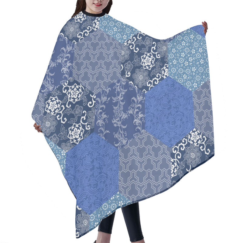 Personality  Japanese Style Pattern Patchwork Hair Cutting Cape