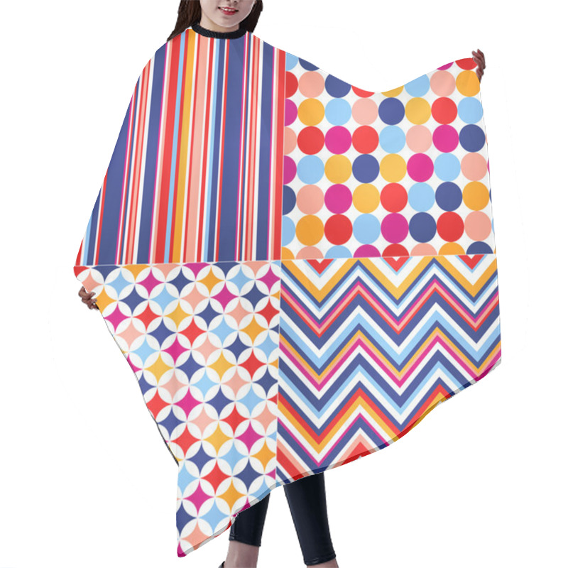 Personality  Seamless Retro Zig Zag, Circle Dots And Stripes Background Hair Cutting Cape