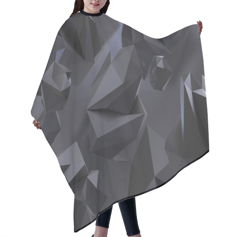 Personality  Abstract Background With Geometric Shape From Triangular Faces. Chaotic Composition Of Low Poly Elements. 3d Render Picture. Hair Cutting Cape