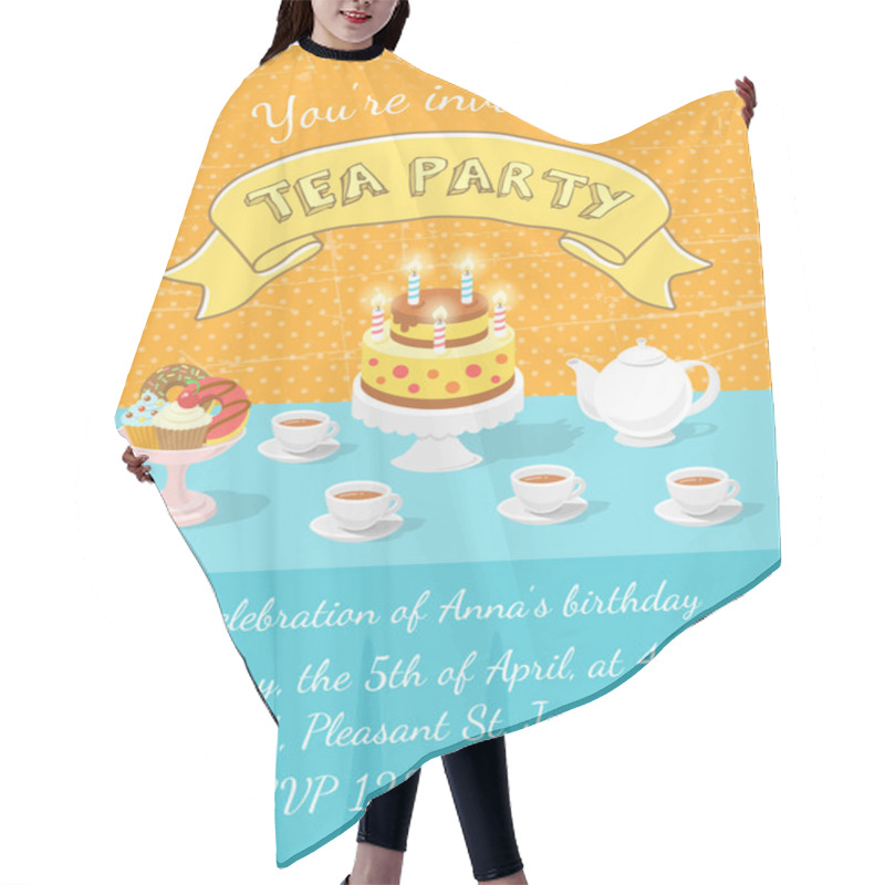 Personality  Tea Party Invitation Template Hair Cutting Cape