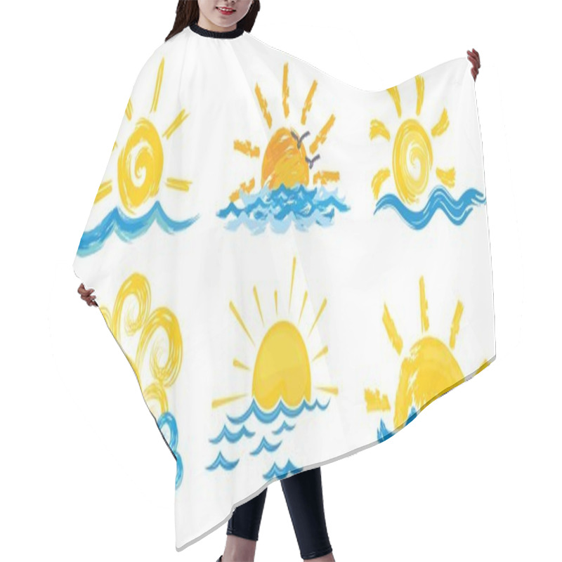 Personality  Logos Sun And Sea.  Hair Cutting Cape