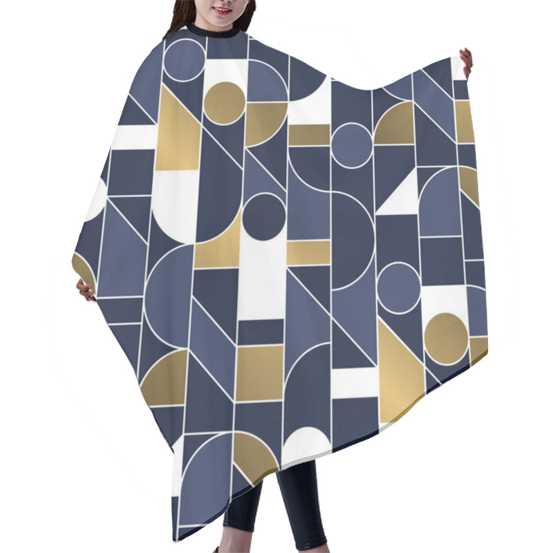 Personality  Luxury Masculine Blue And Gold Seamless Pattern Hair Cutting Cape