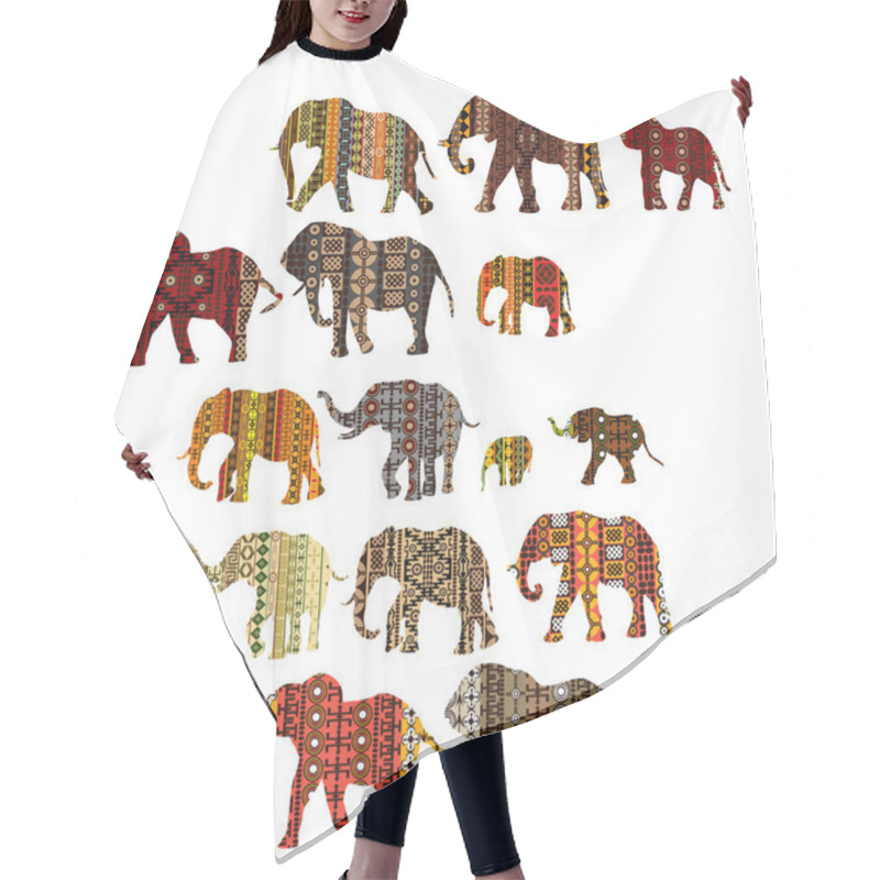 Personality  Set Of Patterned Elephants In Ethnic Style Hair Cutting Cape