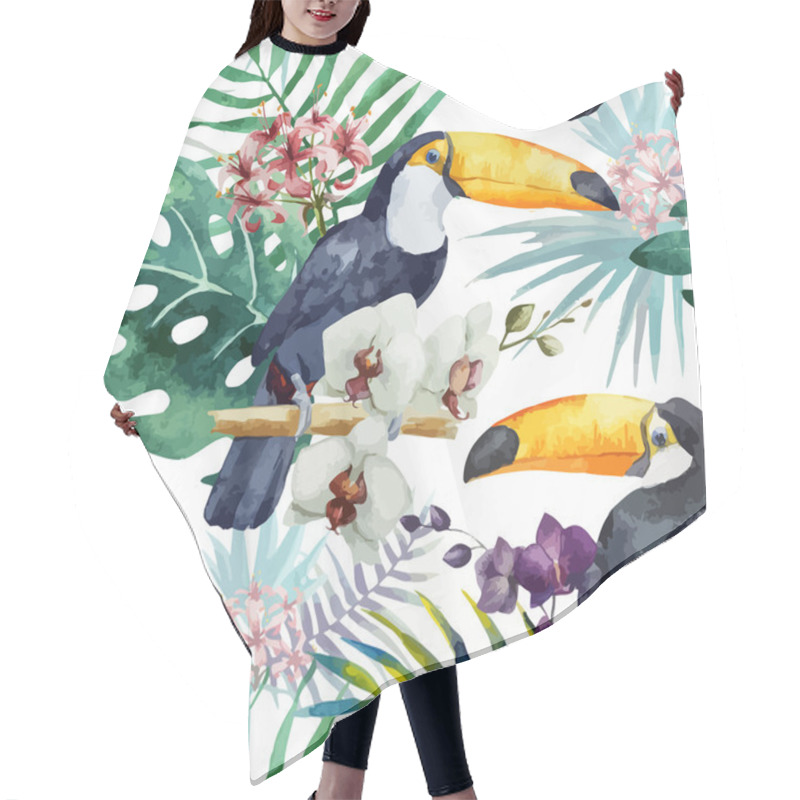 Personality  Tropical Pattern With Birds Hair Cutting Cape