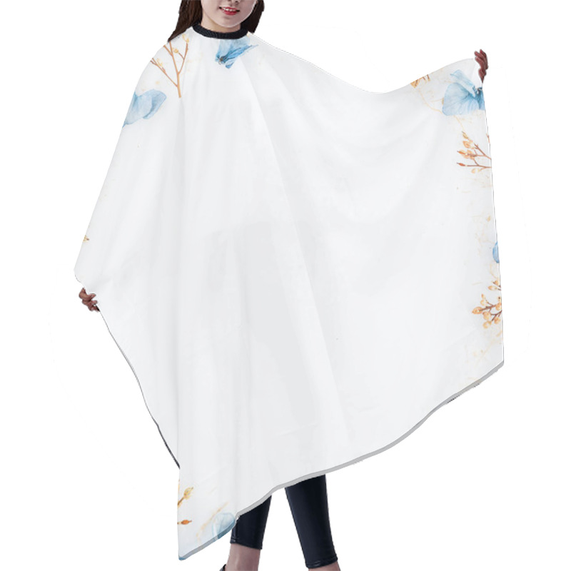 Personality  Blue Dried Flower Petals And Twigs Hair Cutting Cape