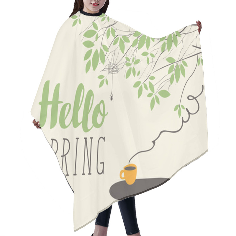 Personality  Landscape On Spring Theme With Cup On The Table Hair Cutting Cape