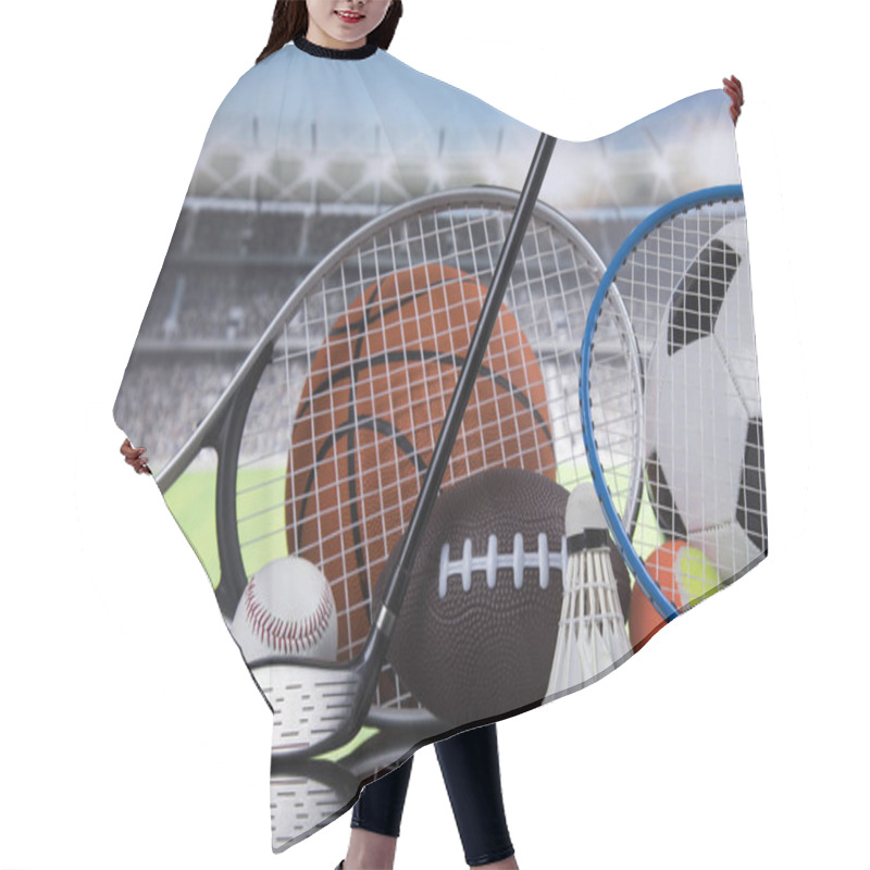 Personality  Sport Equipment And Balls Background Hair Cutting Cape