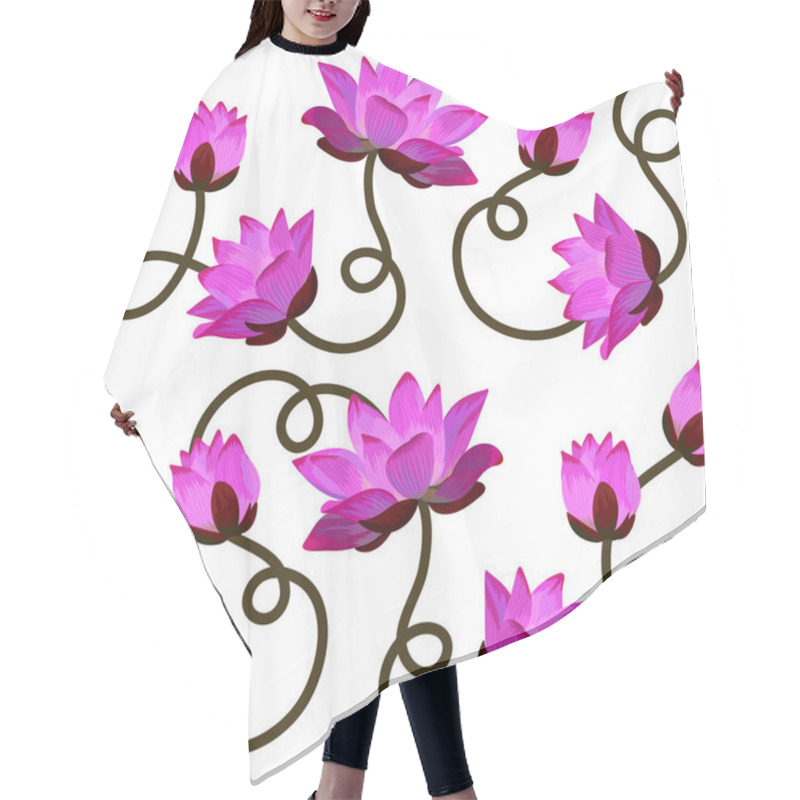 Personality  Seamless Pattern With The Pink Water Lilies Hair Cutting Cape