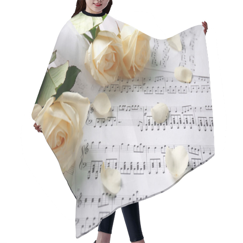 Personality  Beautiful Roses On Music Sheets Hair Cutting Cape