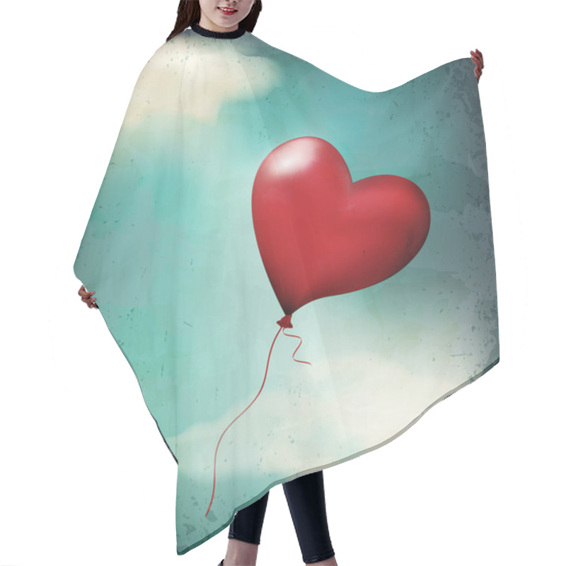 Personality  Vector Retro Card( Balloon-hearts Flying In The Sky) Hair Cutting Cape