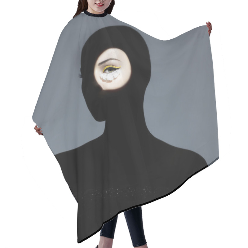 Personality  Surrealistic Young Lady With Shadow On Her Body Hair Cutting Cape