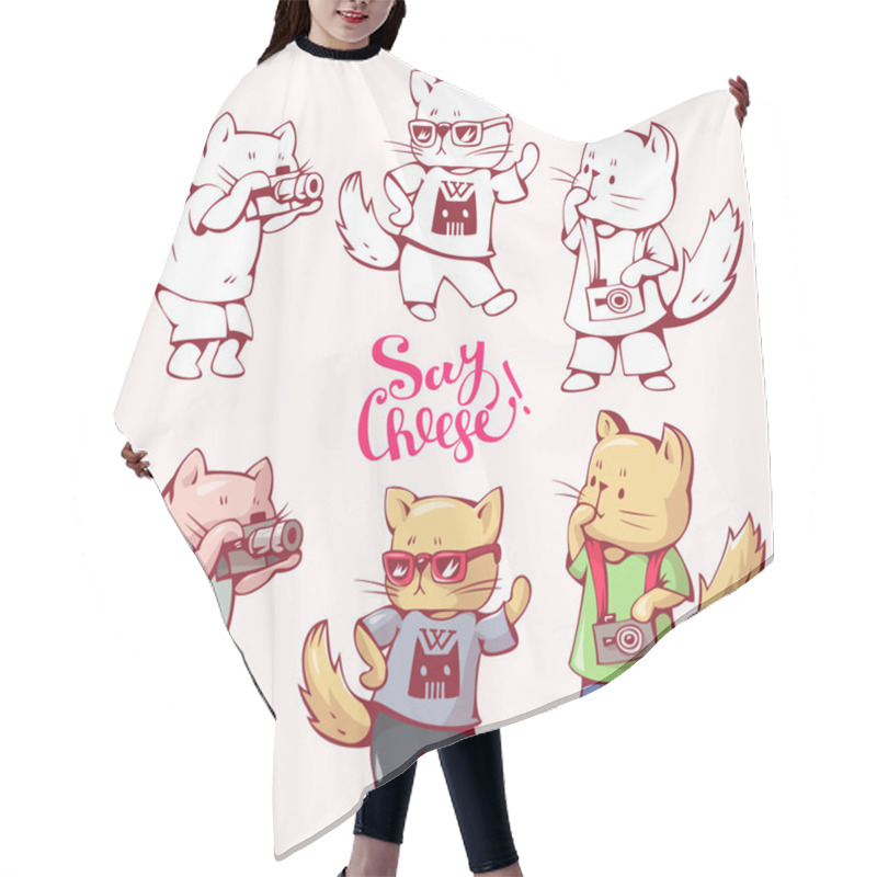 Personality  Funny Cartoon Cats Hair Cutting Cape